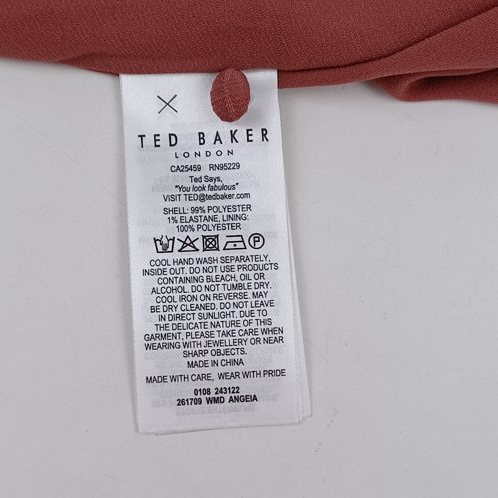 Ted Baker Angeia Midi Dress Size 3 US 8 Puff Sleeve Seersucker Feminine Defect - Picture 15 of 15